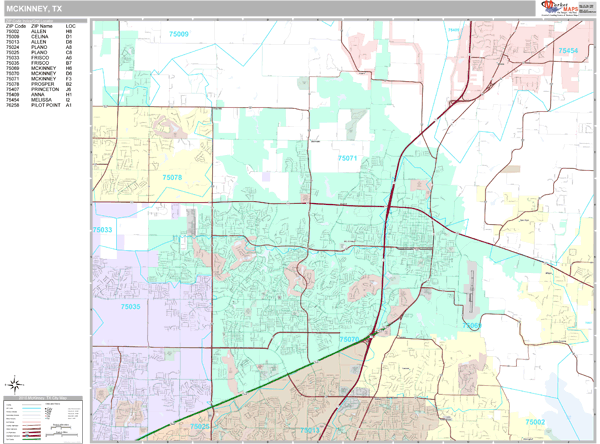 McKinney Texas Wall Map (Premium Style) by MarketMAPS