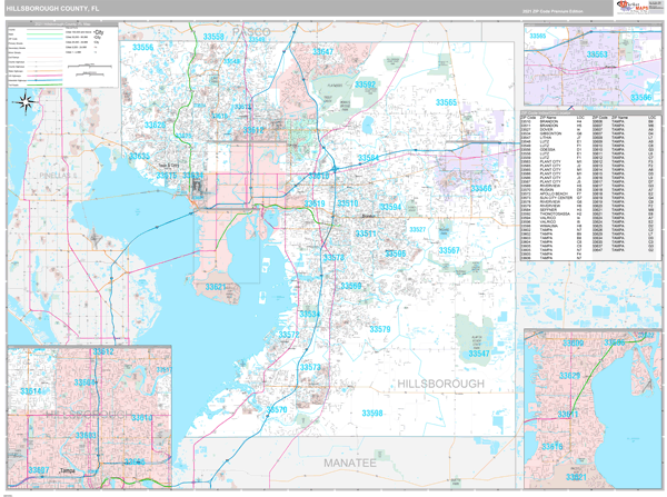 Universal Map Ra-Tampa/Hillsborough County FL Wall Map
