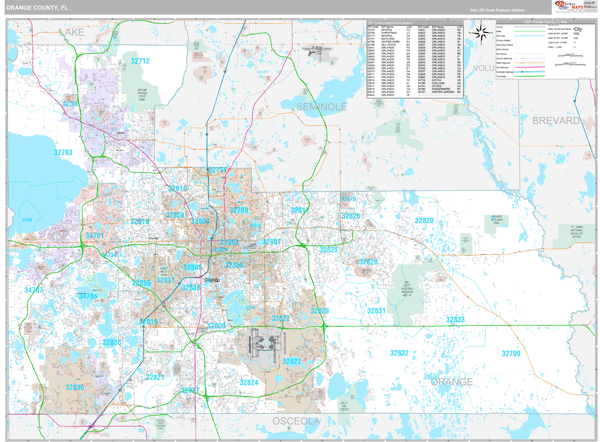 Orange County FL Wall Map Premium - 12095