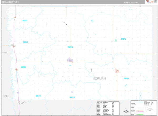 Norman County, MN Wall Map Premium Style by MarketMAPS