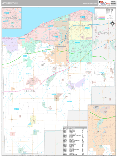 Lorain County, OH Wall Map Premium Style by MarketMAPS