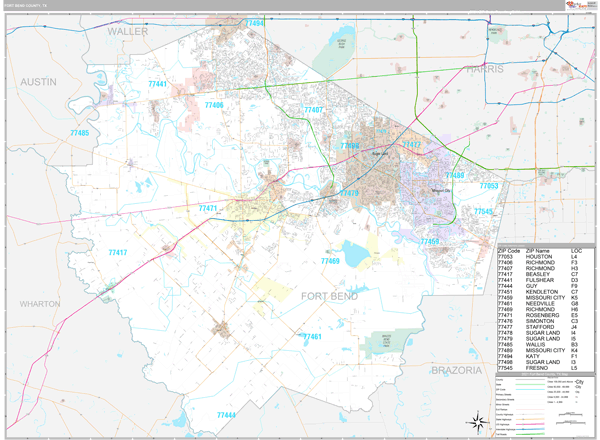 Fort Bend County Zip Code Map