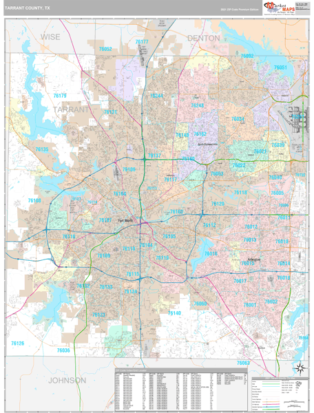 Tarrant County Tx Wall Map Premium Style By Marketmaps