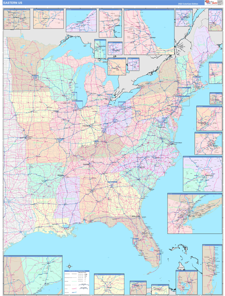 US Eastern 2 Regional Wall Map