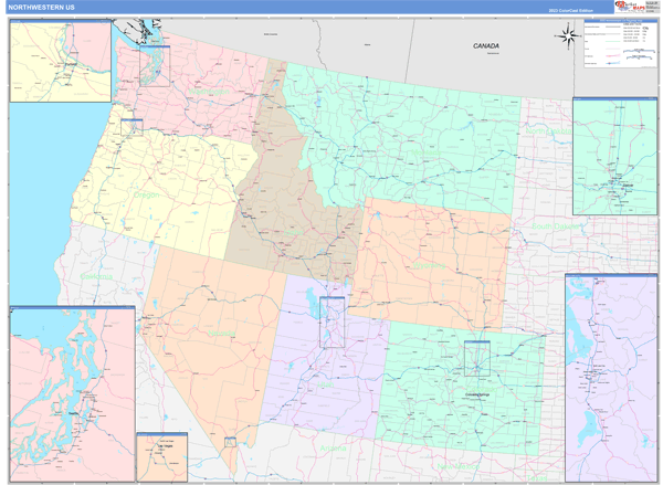 US Northwest 2 Regional Wall Map