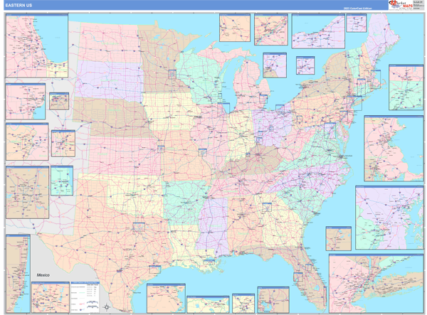 US Eastern Regional Wall Map