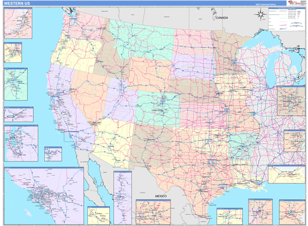 US Western Regional Wall Map