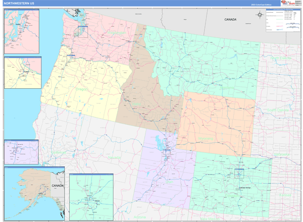 US Northwest Regional Wall Map
