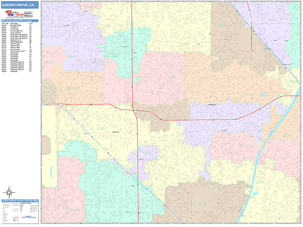 Garden Grove California Wall Map Color Cast Style By Marketmaps