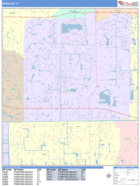 Margate Florida Wall Map Color - FLmargate