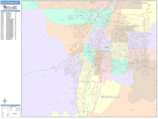 Albuquerque Zip Code Area Map