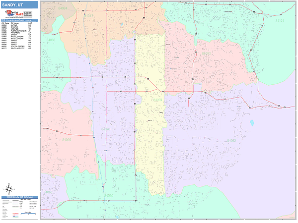 Sandy Utah Wall Map (Color Cast Style) by MarketMAPS