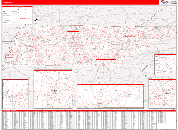 Tennessee Zip Code Map