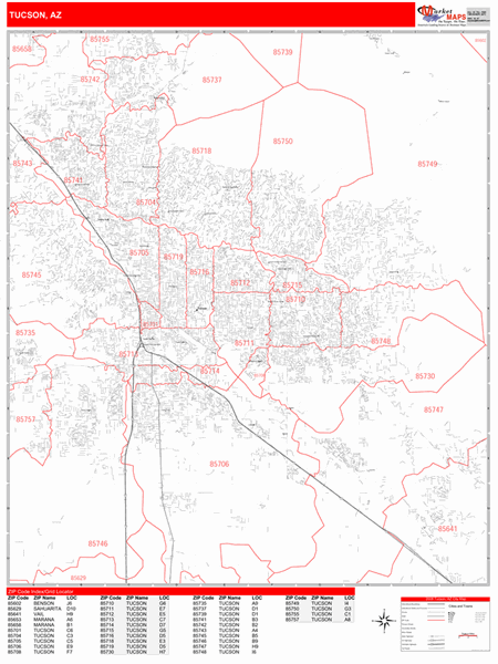 34 Zip Code Map Tucson Maps Database Source