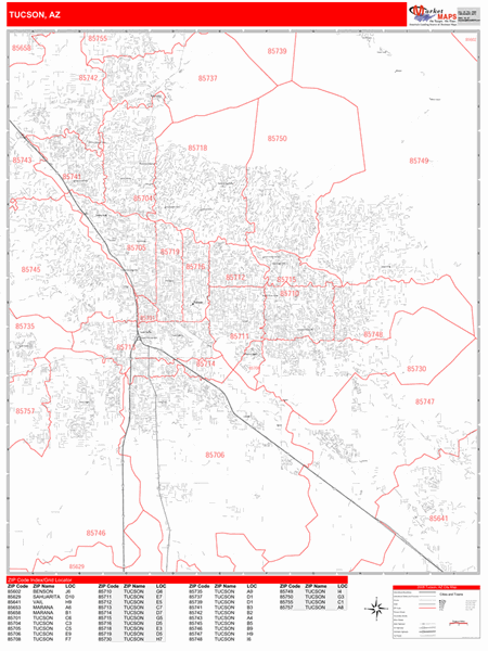 Tucson Zip Code Map