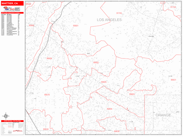 Whittier Ca Zip Code Map  Tourist Map Of English