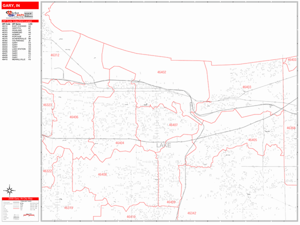 Gary Indiana Zip Code Map
