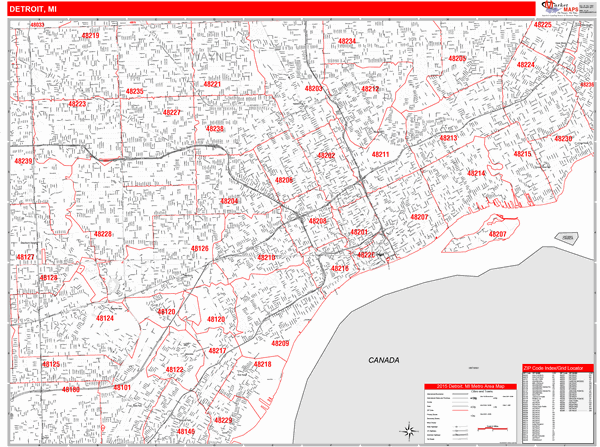 Detroit Mi Zip Code Map Map Vector
