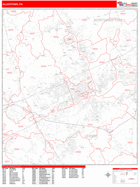 City map Allentown Pennsylvania