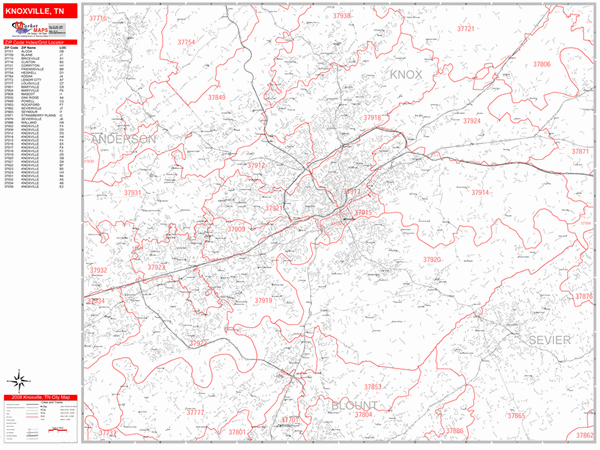 Knoxville Area Code Map