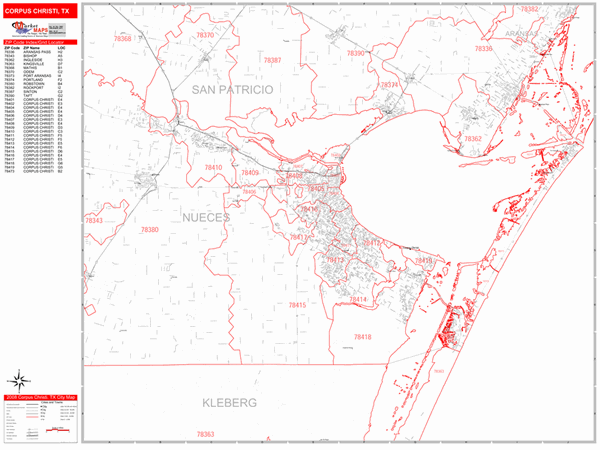 corpus christi zip code map