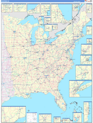 US Eastern 2 Regional Wall Map US Regional Map Basic Style