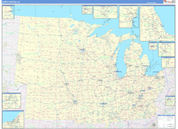 US North Central 2 Regional Wall Map US Regional Map Basic Style