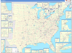 USA Eastern Regional Wall Map US Regional Map Basic Style