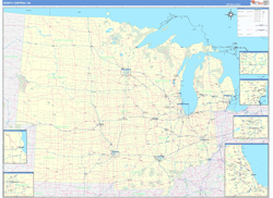 USA North Central Regional Wall Map US Regional Map Basic Style