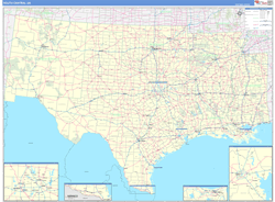 USA South Central Regional Wall Map US Regional Map Basic Style