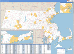 Massachusetts Wall Map