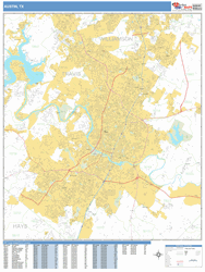 Austin, Tx Wall Map