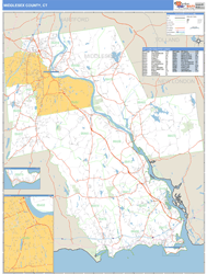 Middlesex, Ct Zip Code Wall Map