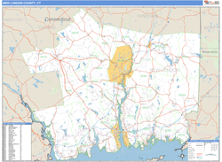New London, Ct Zip Code Wall Map