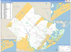 Atlantic, Nj Zip Code Wall Map