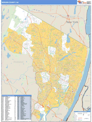 Bergen, Nj Zip Code Wall Map