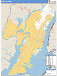 Hudson, Nj Zip Code Wall Map