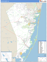 Ocean, Nj Zip Code Wall Map