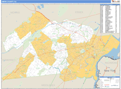 Union, Nj Zip Code Wall Map