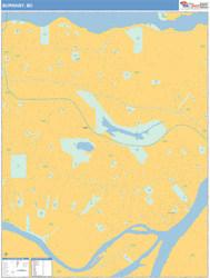 Burnaby Canada City Wall Map Basic Style