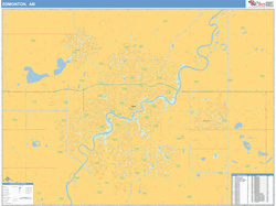 Edmonton Canada City Wall Map Basic Style