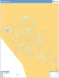 Kitchener Canada City Wall Map Basic Style