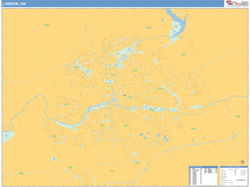 London Canada City Wall Map Basic Style