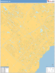 Mississauga Canada City Wall Map Basic Style