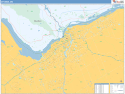 Ottawa Canada City Wall Map Basic Style