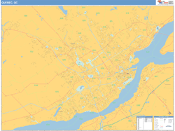 Quebec City Canada City Wall Map Basic Style