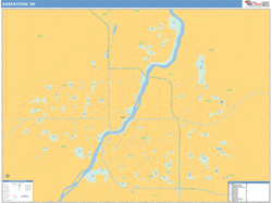 Saskatoon Canada City Wall Map Basic Style