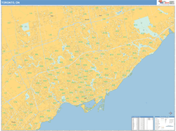 Toronto Canada City Wall Map Basic Style