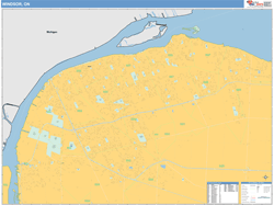 Windsor Canada City Wall Map Basic Style