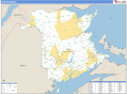 New Brunswick Province Wall Map Basic Style